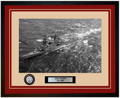 USS THORN DD-988 Framed Navy Ship Photo Burgundy