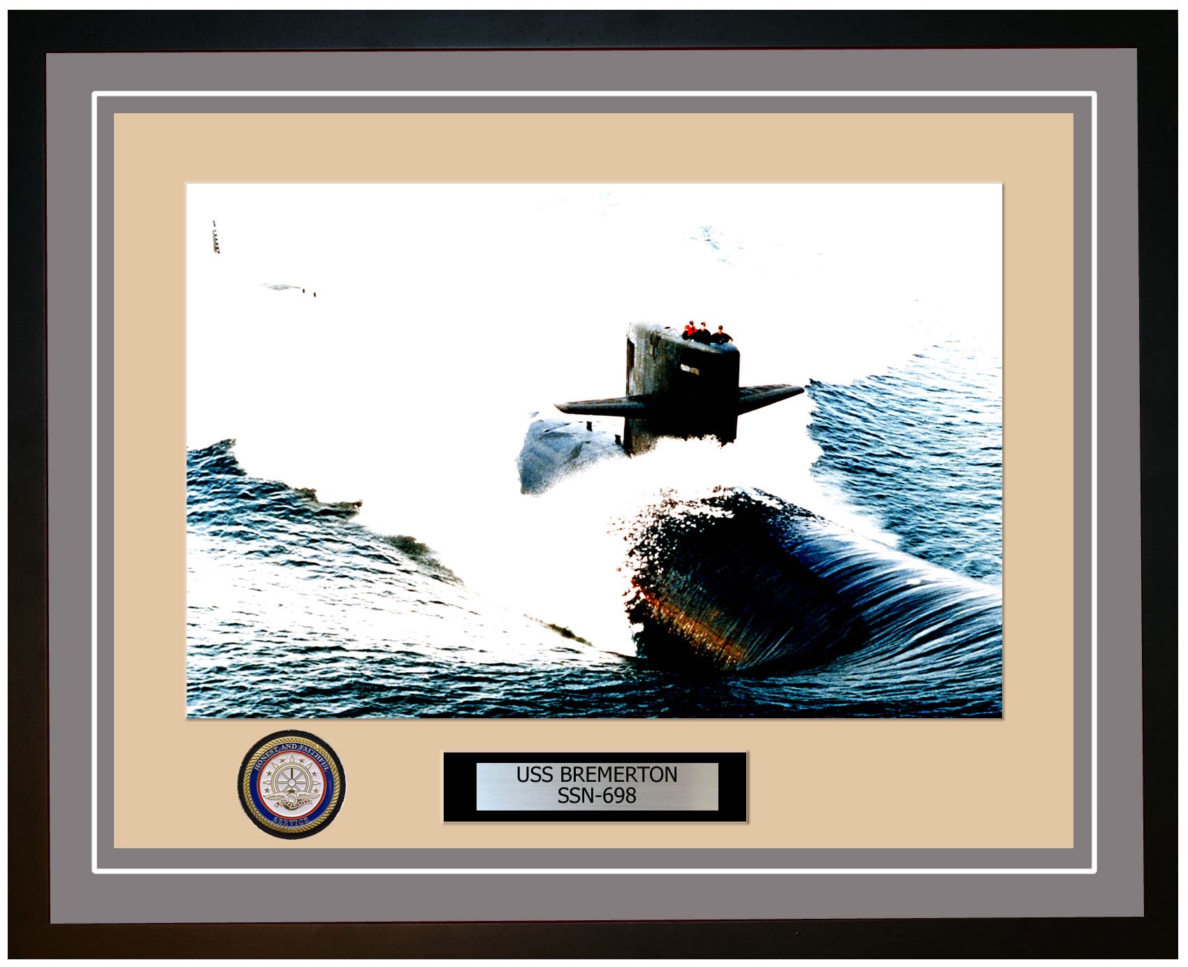 USS Bremerton SSN-698 Framed Navy Ship Photo Grey