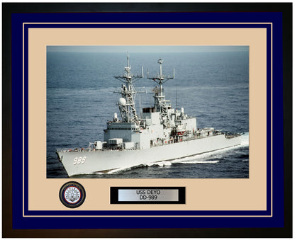 USS DEYO DD-989 Framed Navy Ship Photo Blue