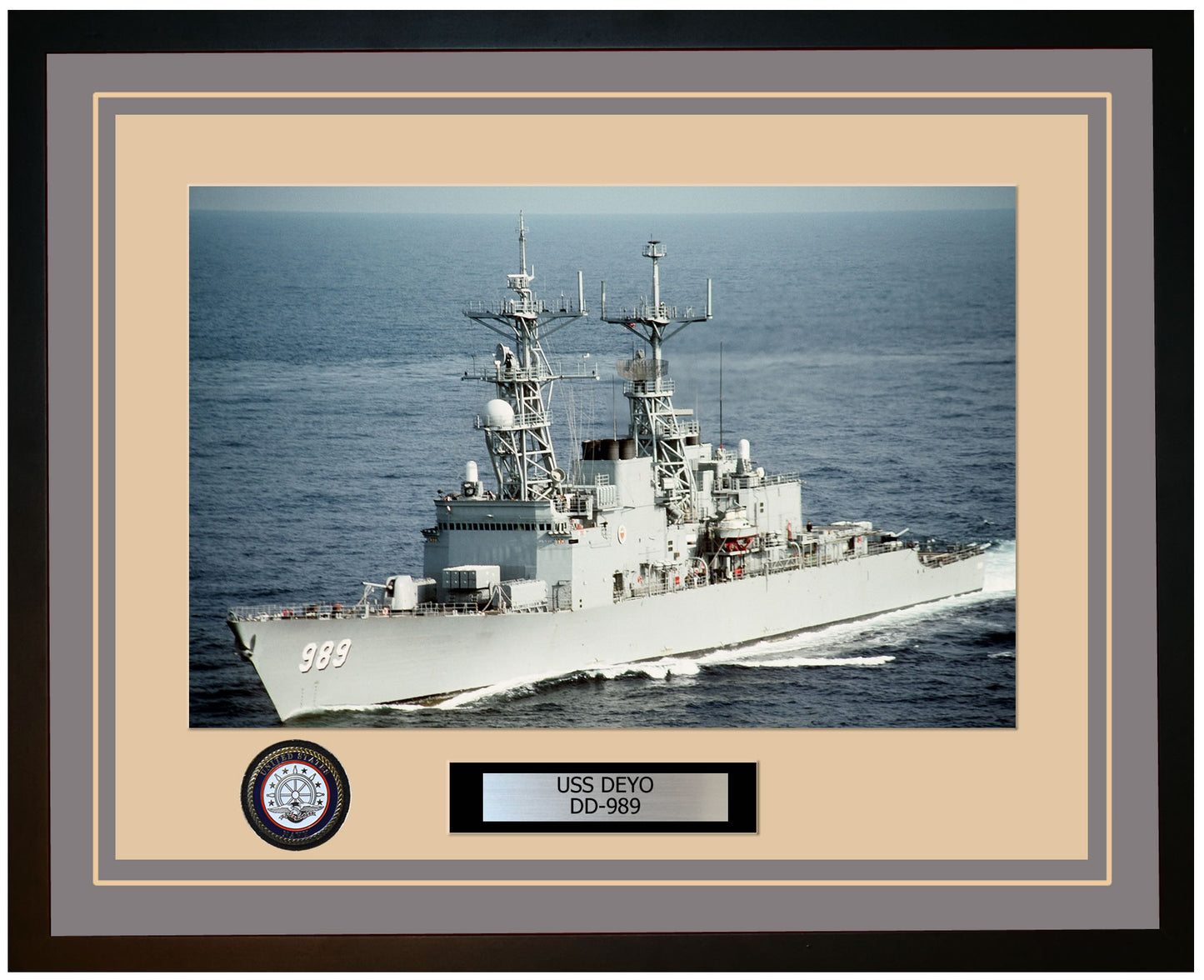 USS DEYO DD-989 Framed Navy Ship Photo Grey