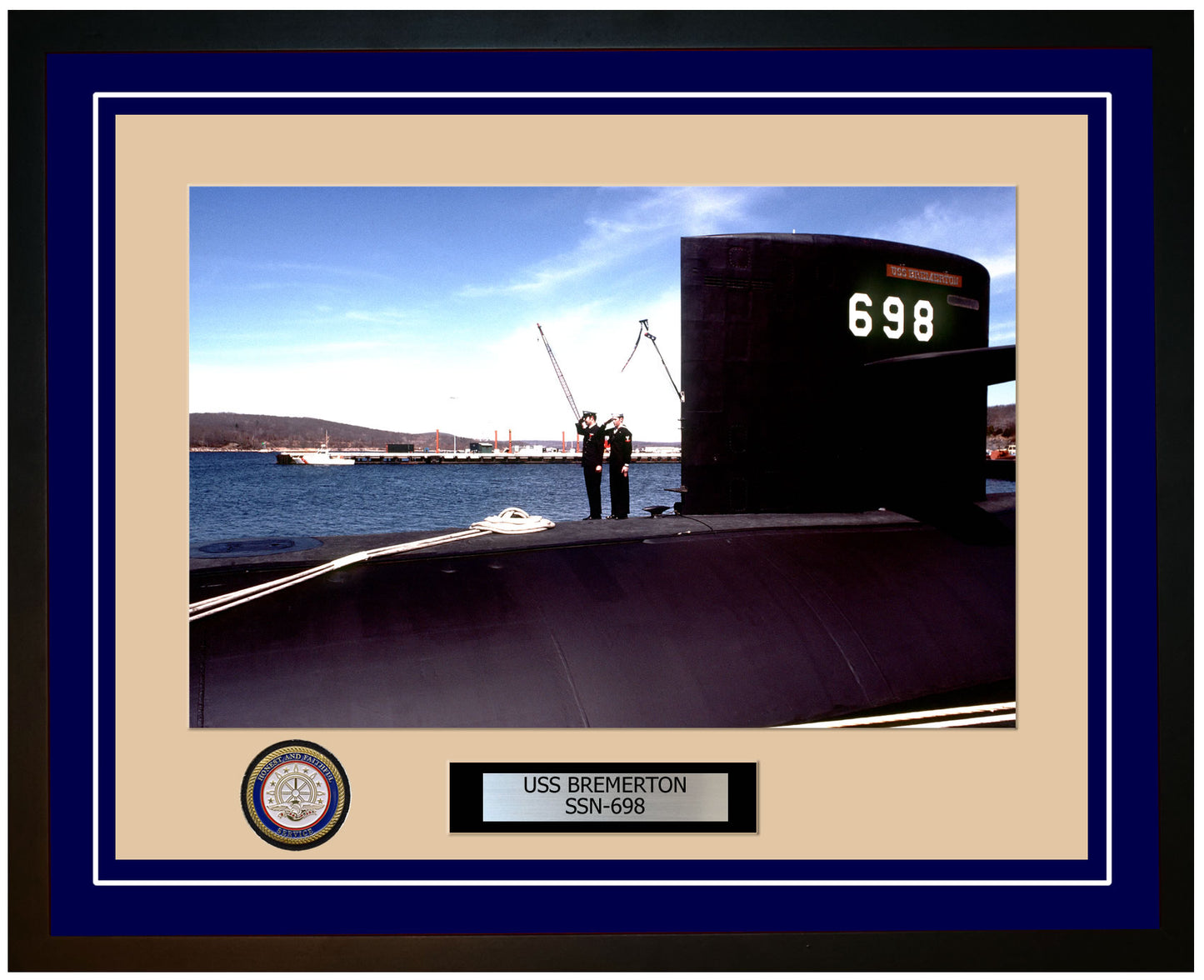 USS Bremerton SSN-698 Framed Navy Ship Photo Blue