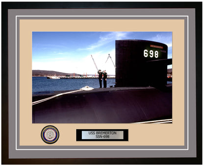 USS Bremerton SSN-698 Framed Navy Ship Photo Grey