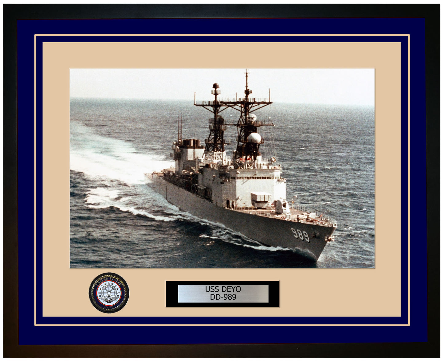 USS DEYO DD-989 Framed Navy Ship Photo Blue