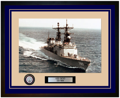 USS DEYO DD-989 Framed Navy Ship Photo Blue