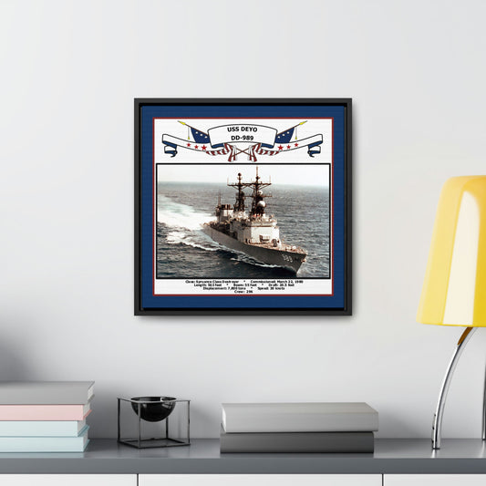 USS Deyo DD-989 Navy Floating Frame Photo Desk View