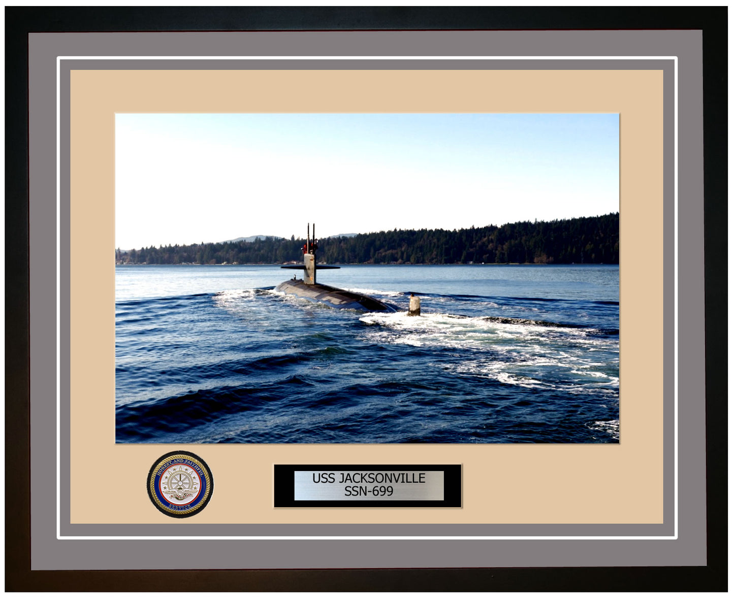 USS Jacksonville SSN-699 Framed Navy Ship Photo Grey