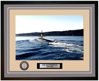 USS Jacksonville SSN-699 Framed Navy Ship Photo Grey