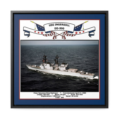 USS Ingersoll DD-990 Navy Floating Frame Photo Front View