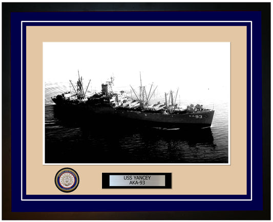 USS Yancey AKA-93 Framed Navy Ship Photo Blue