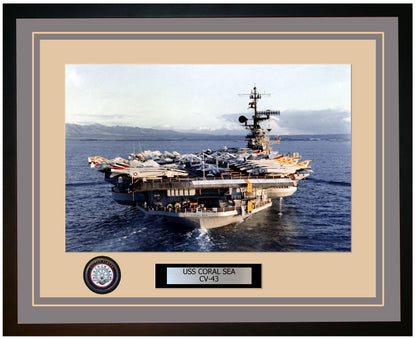 USS CORAL SEA CV-43 Framed Navy Ship Photo Grey