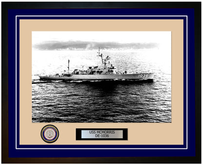 USS Mcmorris DE-1036 Framed Navy Ship Photo Blue