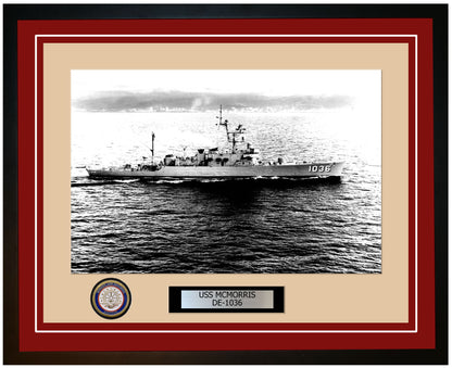 USS Mcmorris DE-1036 Framed Navy Ship Photo Burgundy