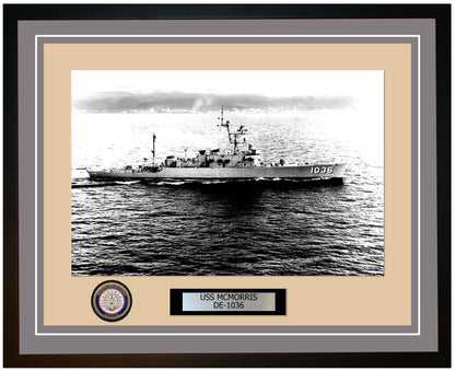 USS Mcmorris DE-1036 Framed Navy Ship Photo Grey