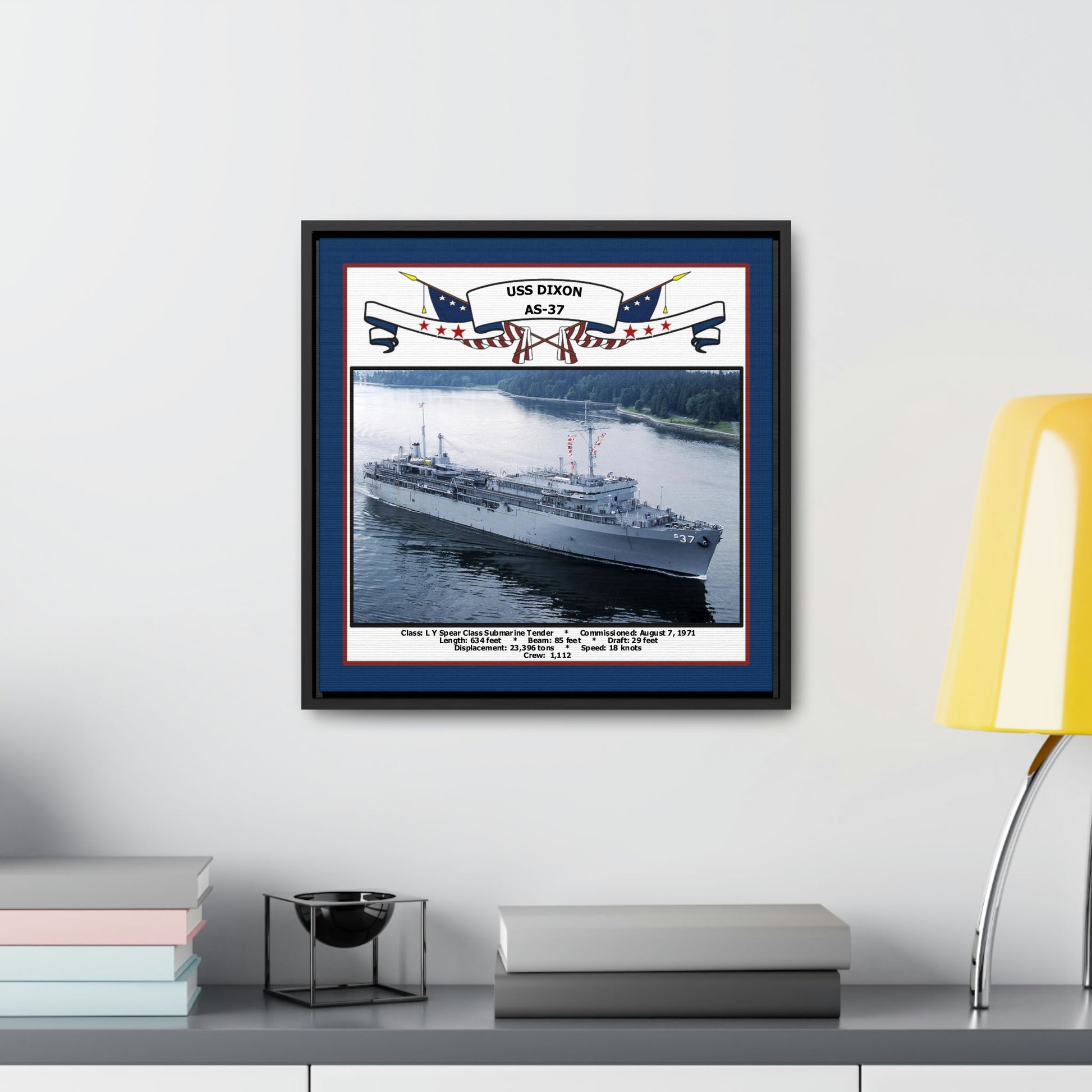 USS Dixon AS-37 Navy Floating Frame Photo Desk View