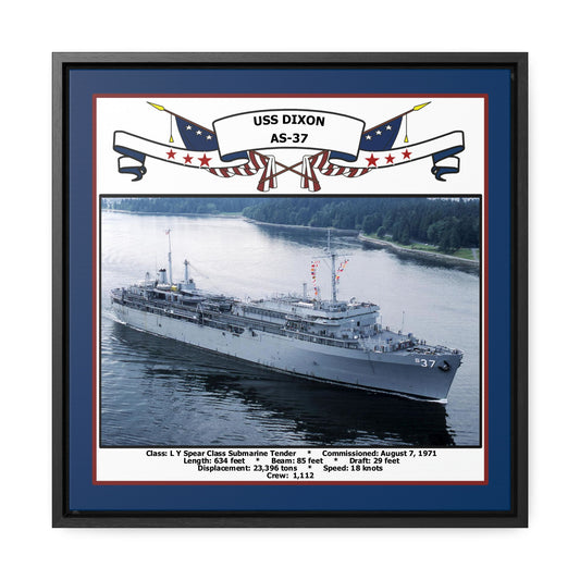 USS Dixon AS-37 Navy Floating Frame Photo Front View