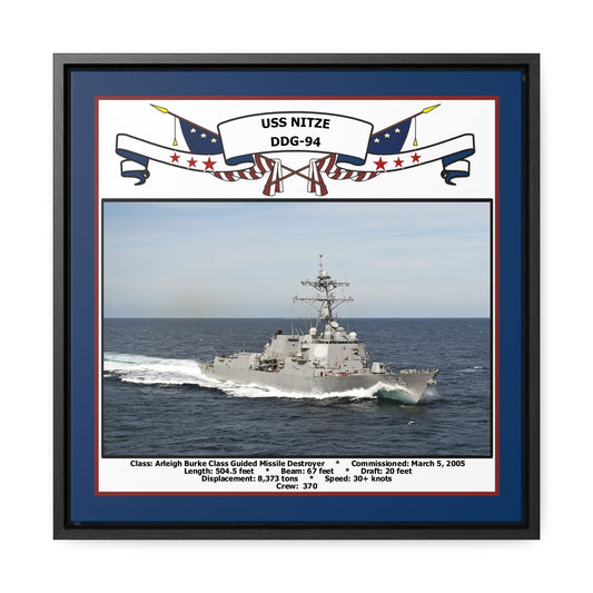 USS Nitze DDG-94 Navy Floating Frame Photo Front View