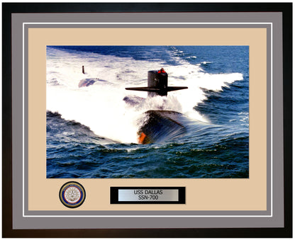 USS Dallas SSN-700 Framed Navy Ship Photo Grey