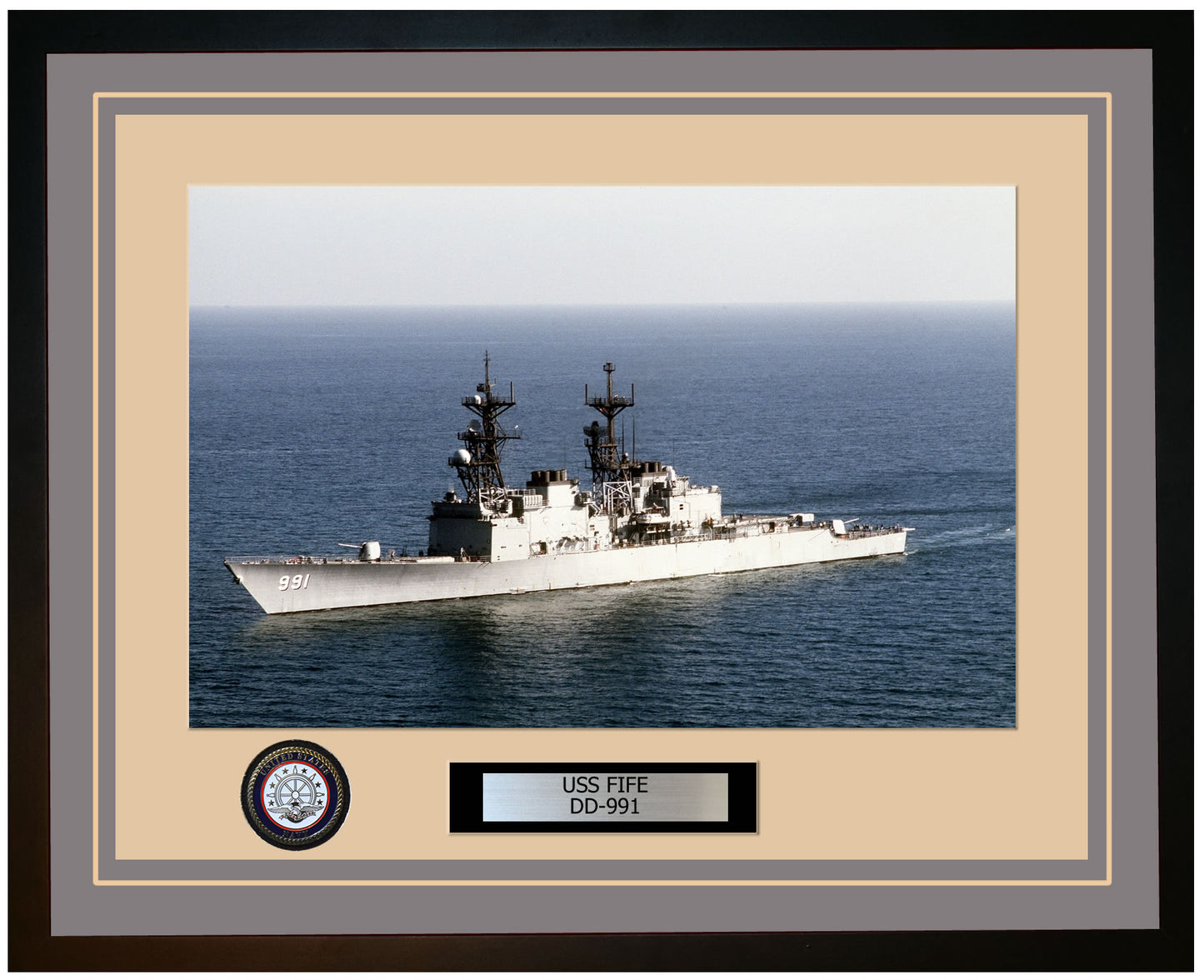 USS FIFE DD-991 Framed Navy Ship Photo Grey