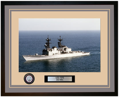 USS FIFE DD-991 Framed Navy Ship Photo Grey