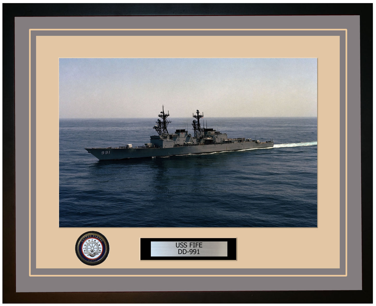 USS FIFE DD-991 Framed Navy Ship Photo Grey