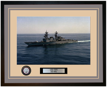 USS FIFE DD-991 Framed Navy Ship Photo Grey