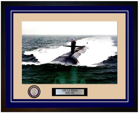 USS La Jolla SSN-701 Framed Navy Ship Photo Blue