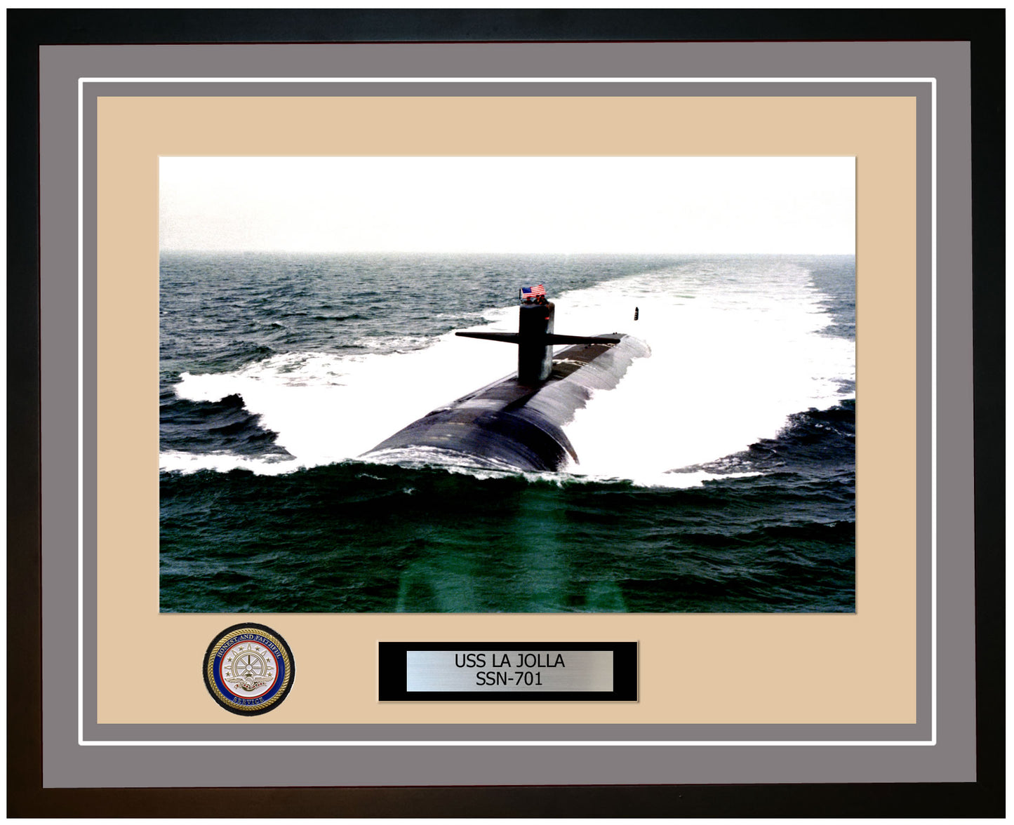 USS La Jolla SSN-701 Framed Navy Ship Photo Grey