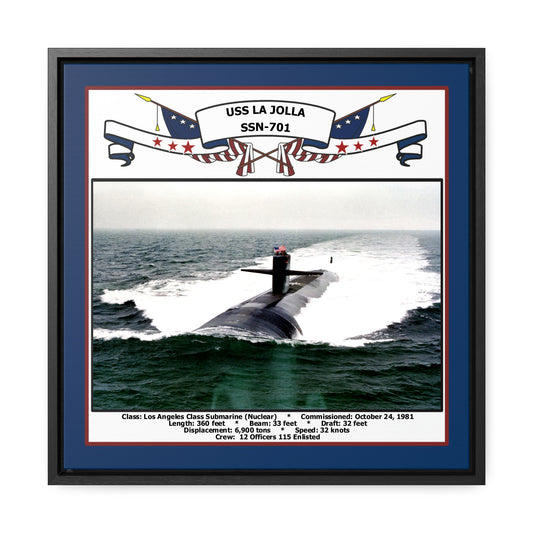 USS La Jolla SSN-701 Navy Floating Frame Photo Front View