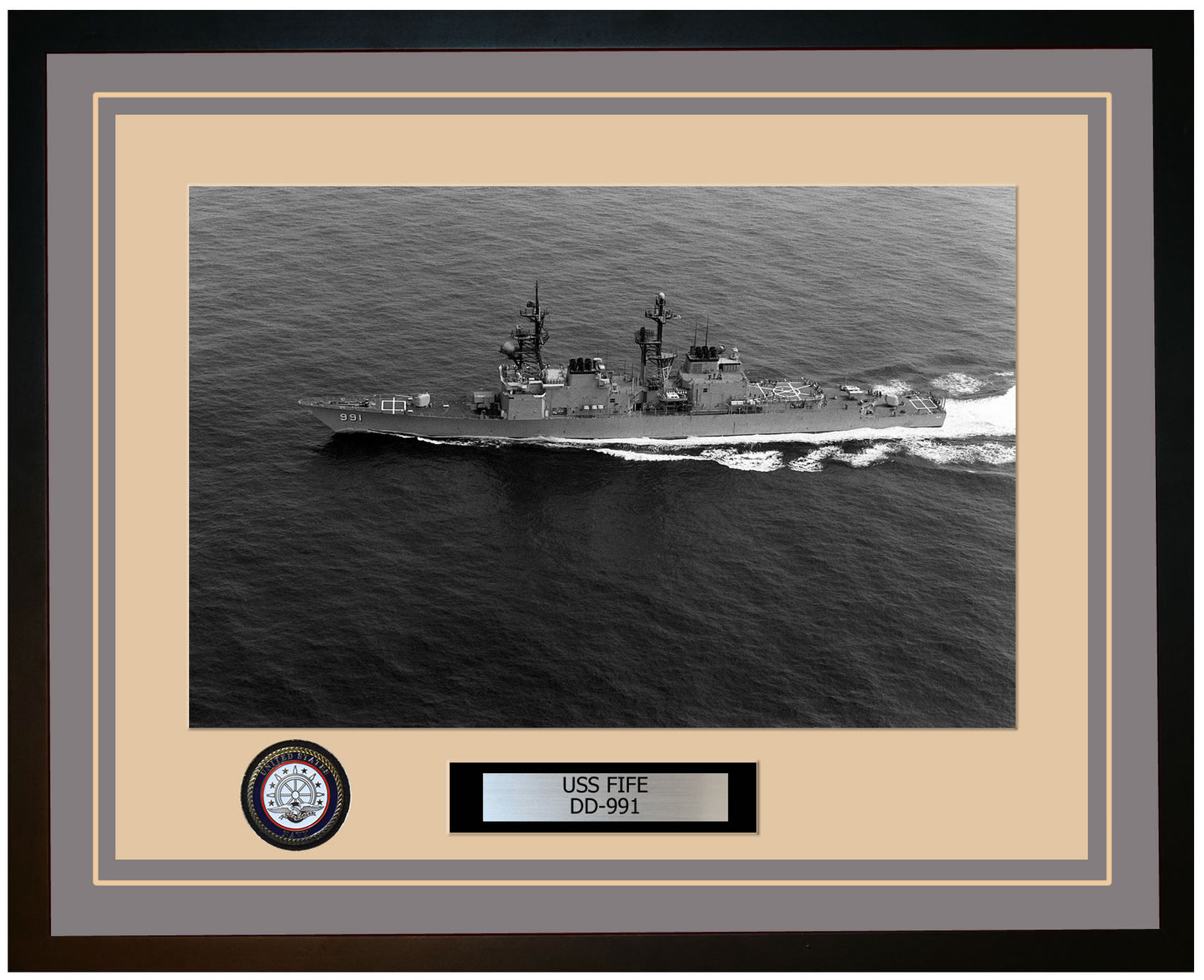 USS FIFE DD-991 Framed Navy Ship Photo Grey