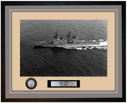 USS FIFE DD-991 Framed Navy Ship Photo Grey