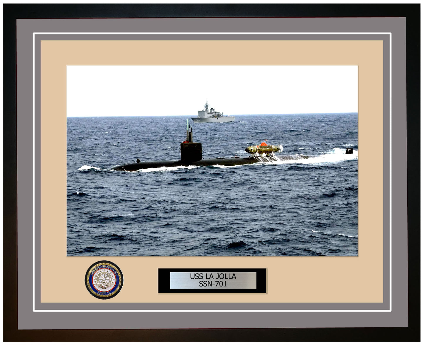 USS La Jolla SSN-701 Framed Navy Ship Photo Grey