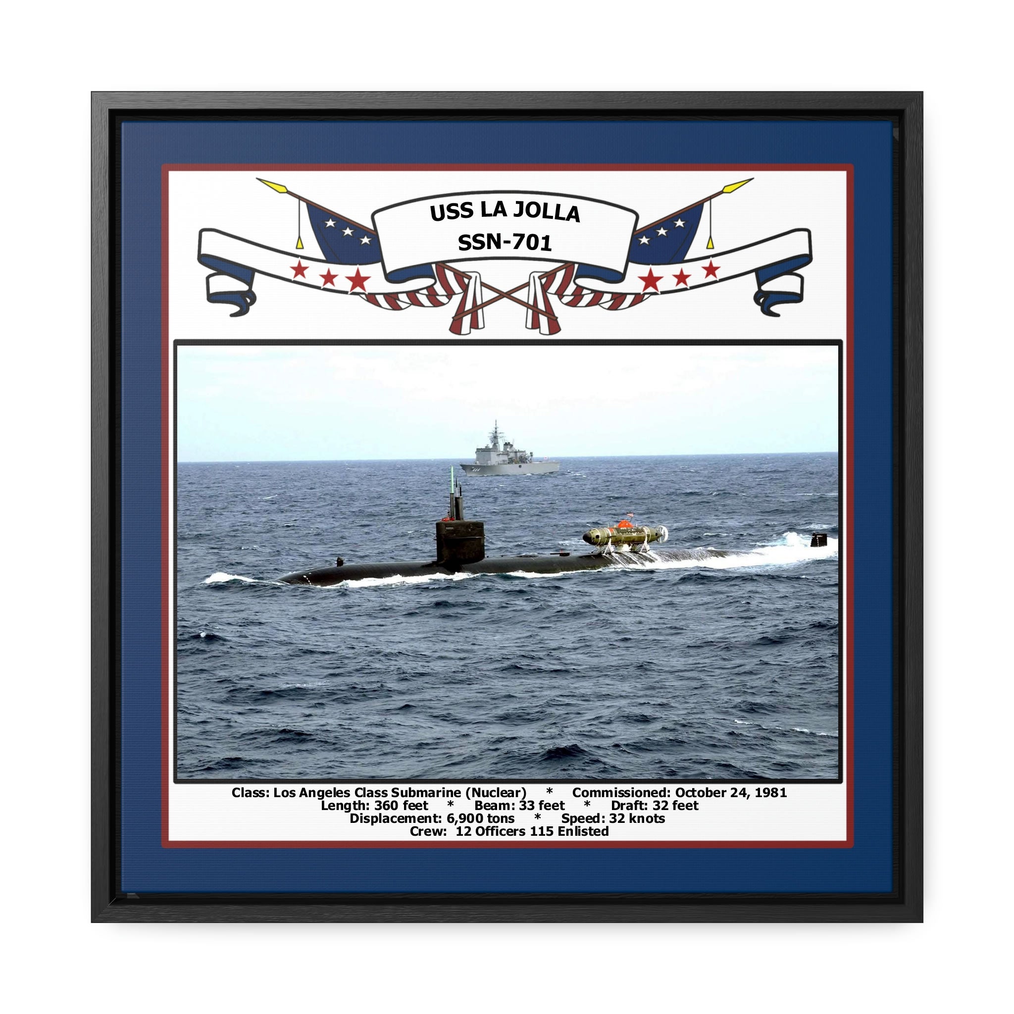 USS La Jolla SSN-701 Navy Floating Frame Photo – Navy Emporium