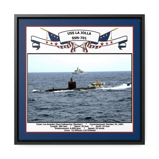USS La Jolla SSN-701 Navy Floating Frame Photo Front View