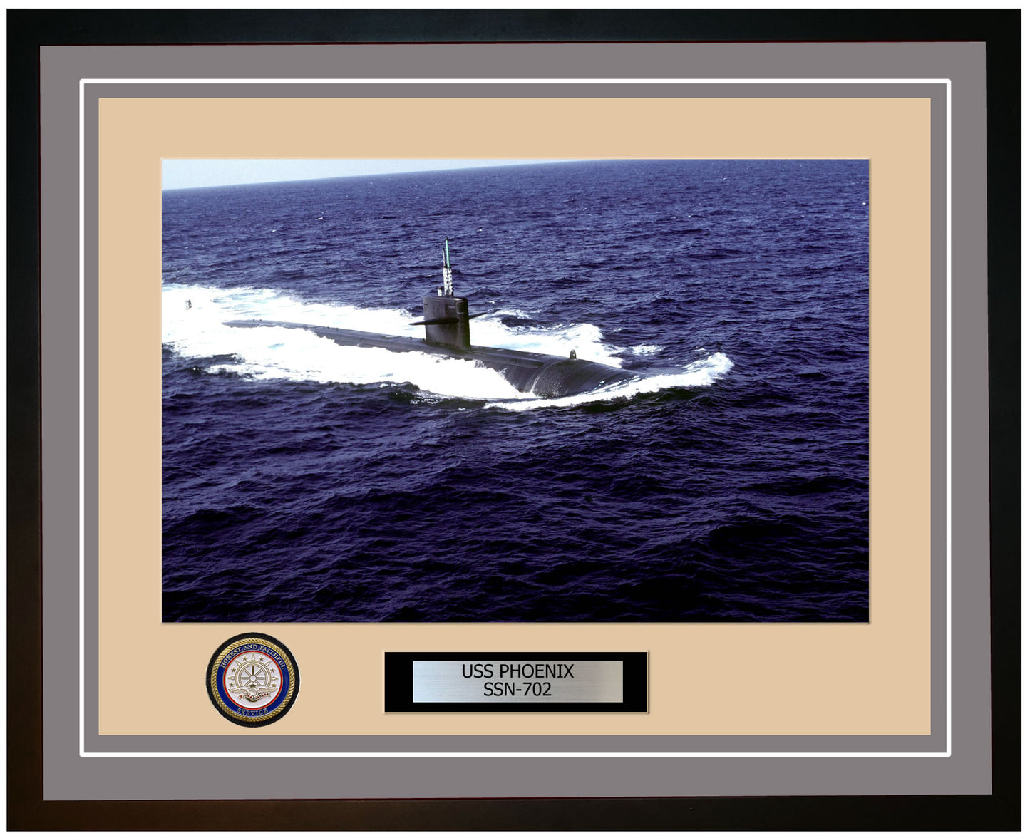 USS Phoenix SSN-702 Framed Navy Ship Photo Grey