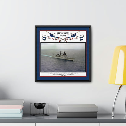 USS Fletcher DD-992 Navy Floating Frame Photo Desk View