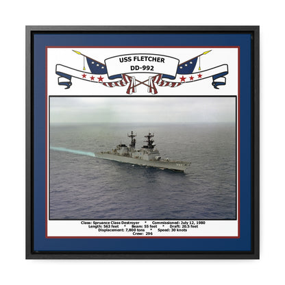 USS Fletcher DD-992 Navy Floating Frame Photo Front View
