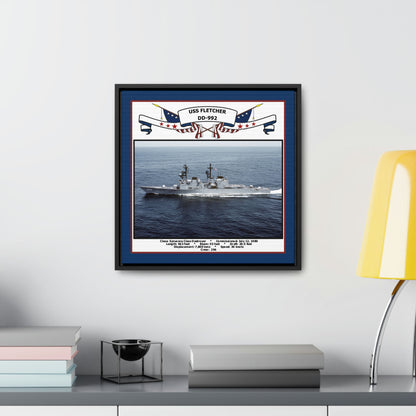 USS Fletcher DD-992 Navy Floating Frame Photo Desk View