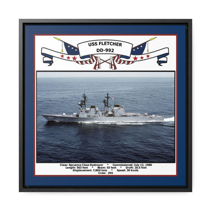 USS Fletcher DD-992 Navy Floating Frame Photo Front View