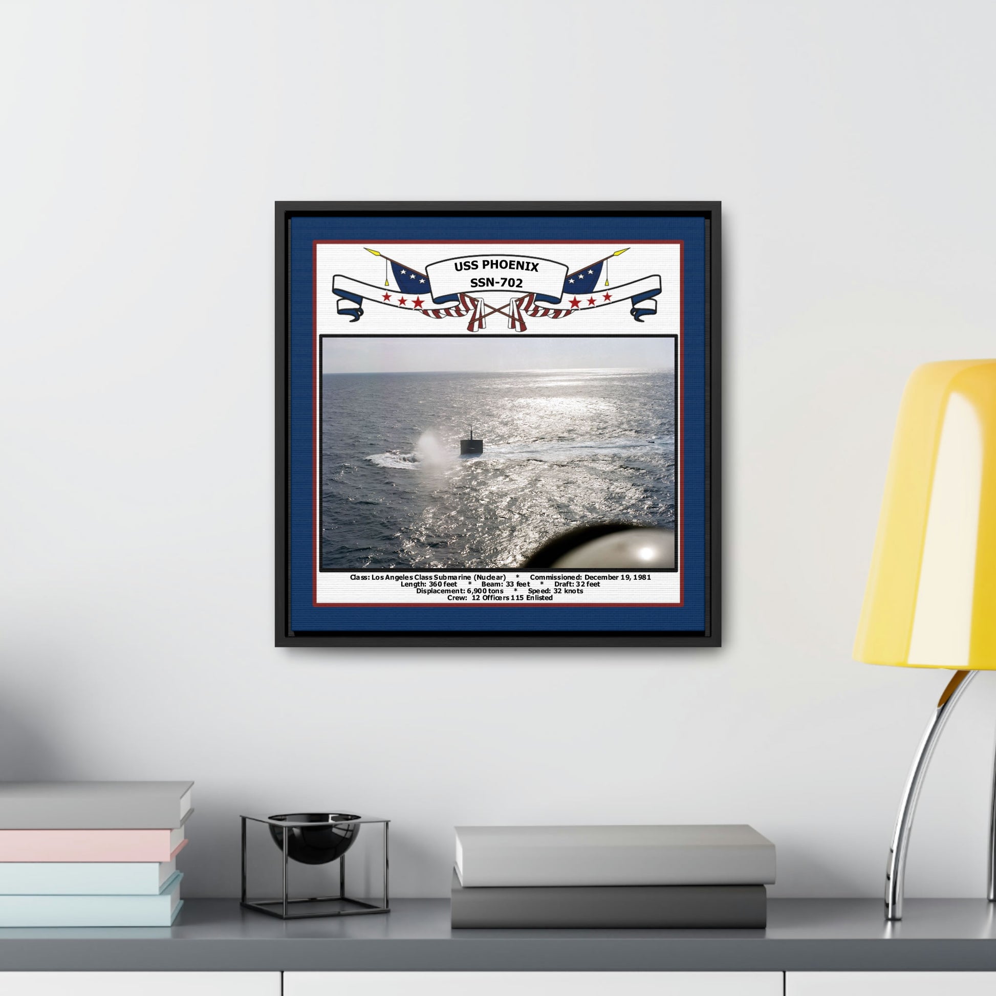 USS Phoenix SSN-702 Navy Floating Frame Photo Desk View