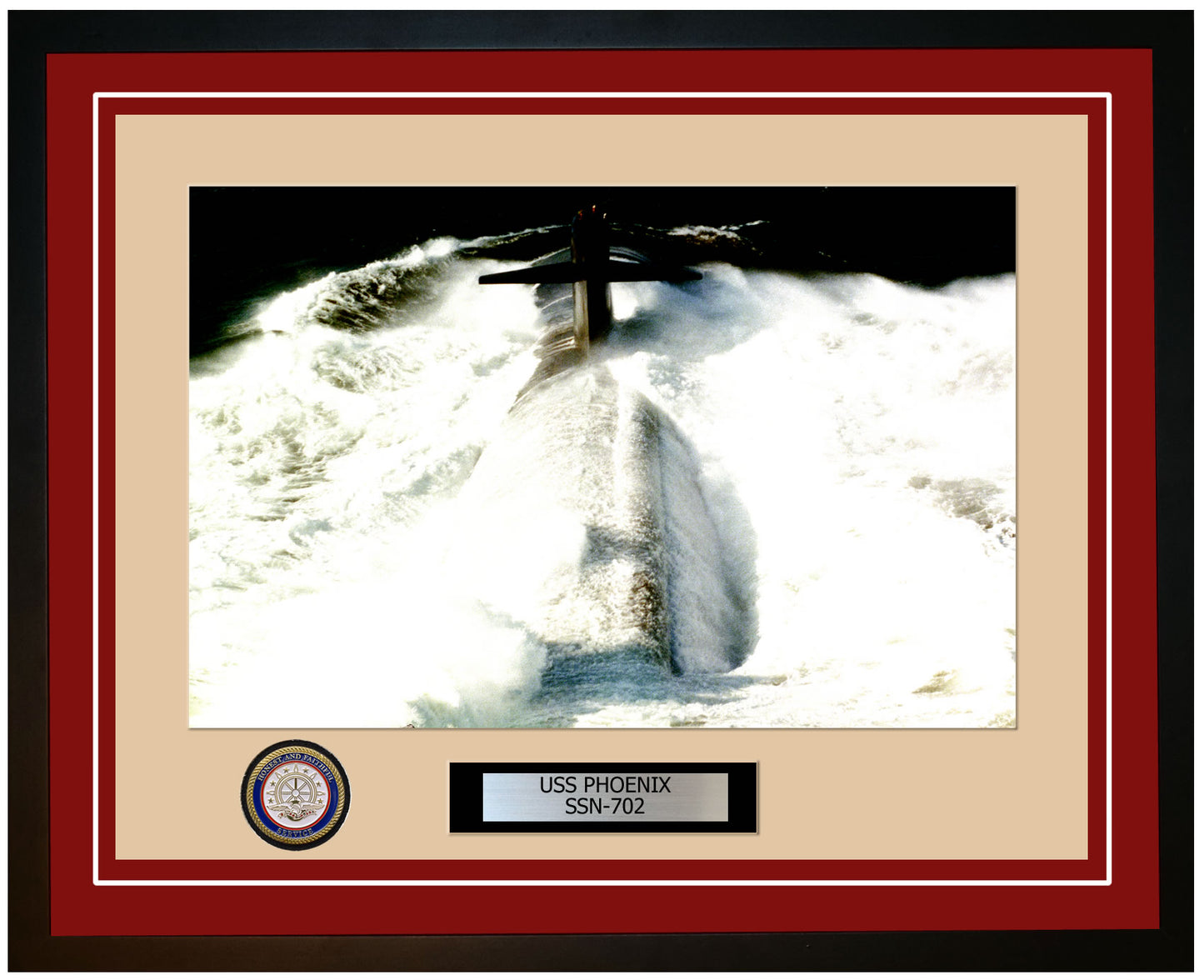 USS Phoenix SSN-702 Framed Navy Ship Photo Burgundy