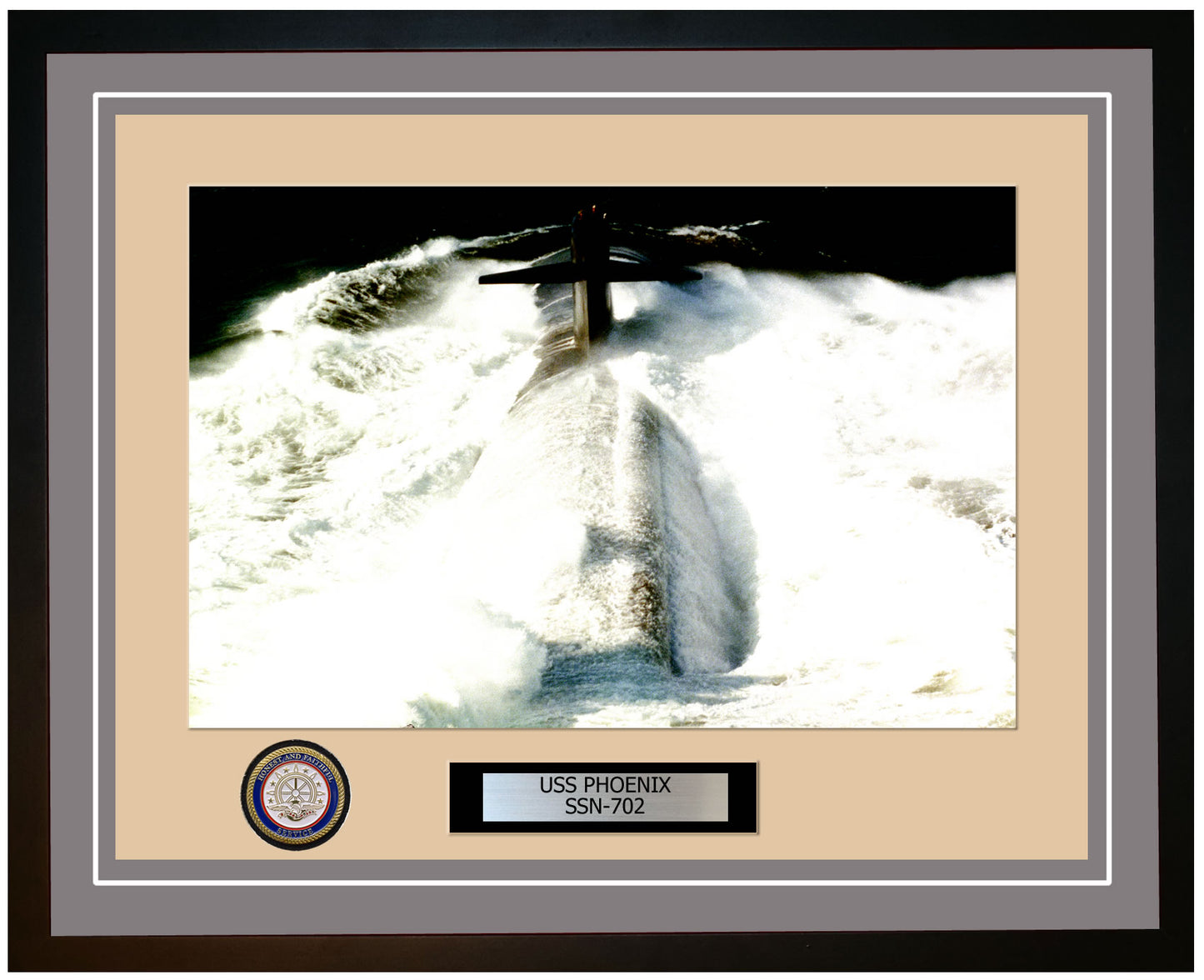 USS Phoenix SSN-702 Framed Navy Ship Photo Grey