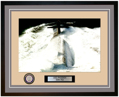 USS Phoenix SSN-702 Framed Navy Ship Photo Grey