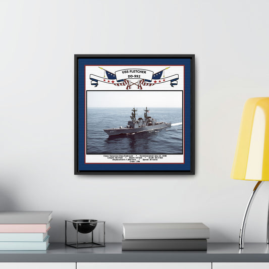 USS Fletcher DD-992 Navy Floating Frame Photo Desk View