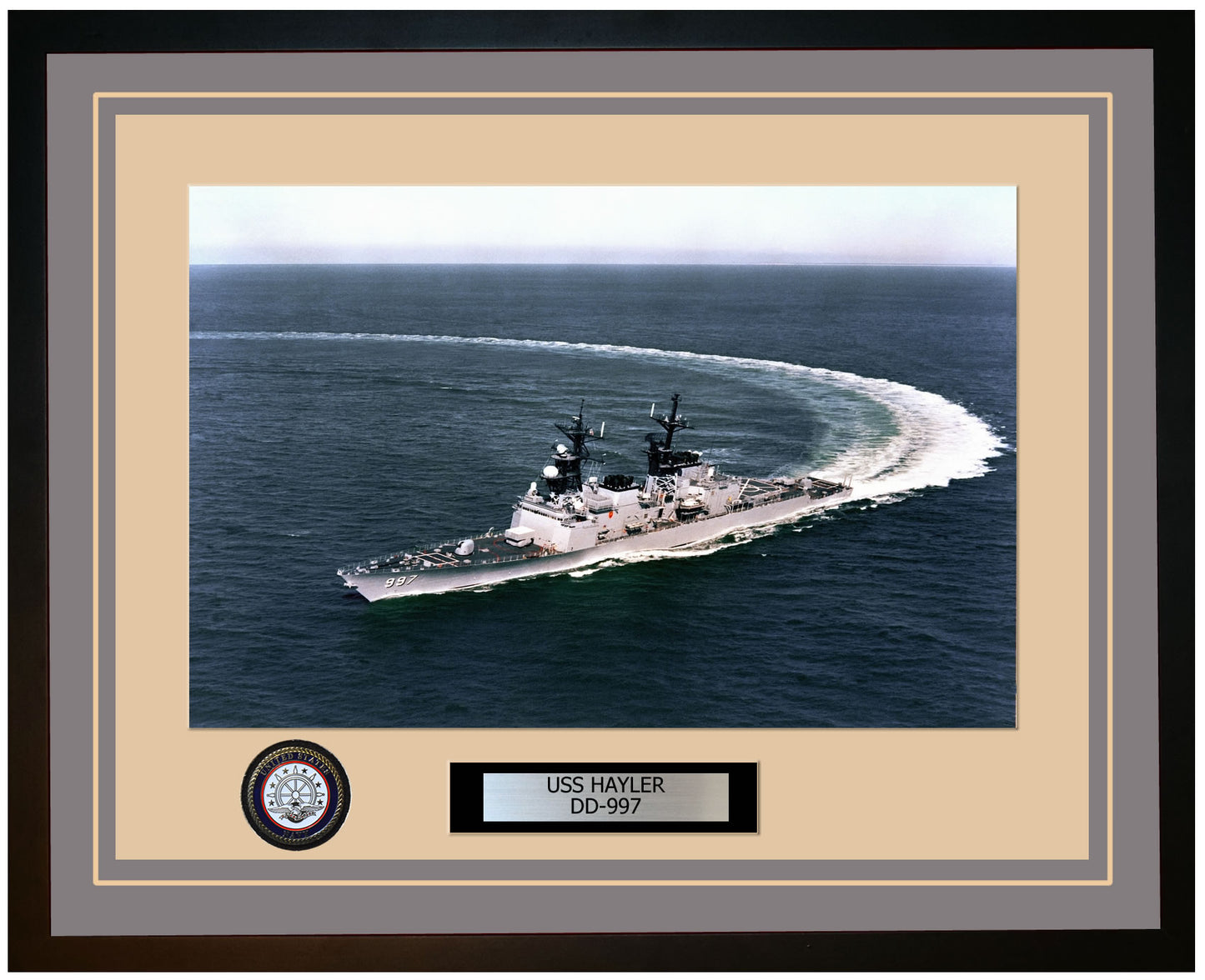 USS HAYLER DD-997 Framed Navy Ship Photo Grey