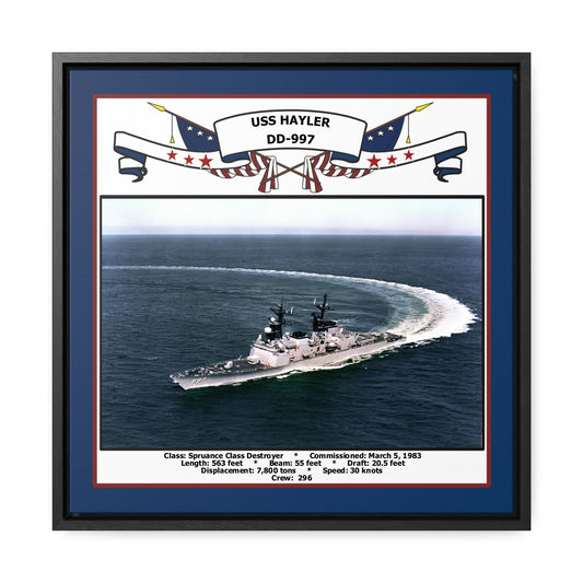 USS Hayler DD-997 Navy Floating Frame Photo Front View