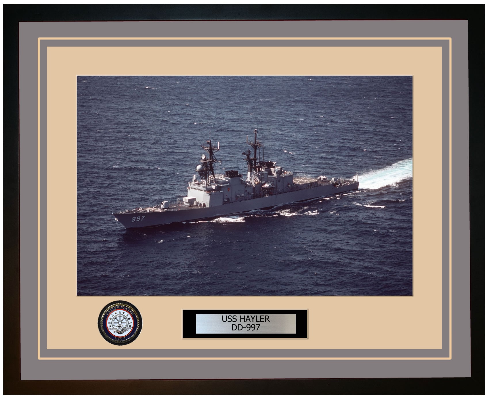 USS HAYLER DD-997 Framed Navy Ship Photo Grey