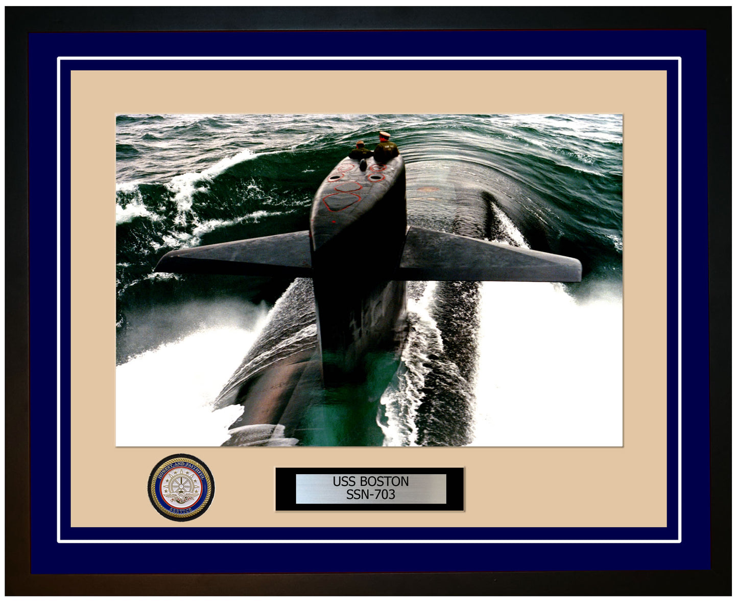 USS Boston SSN-703 Framed Navy Ship Photo Blue