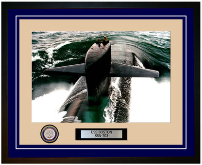 USS Boston SSN-703 Framed Navy Ship Photo Blue