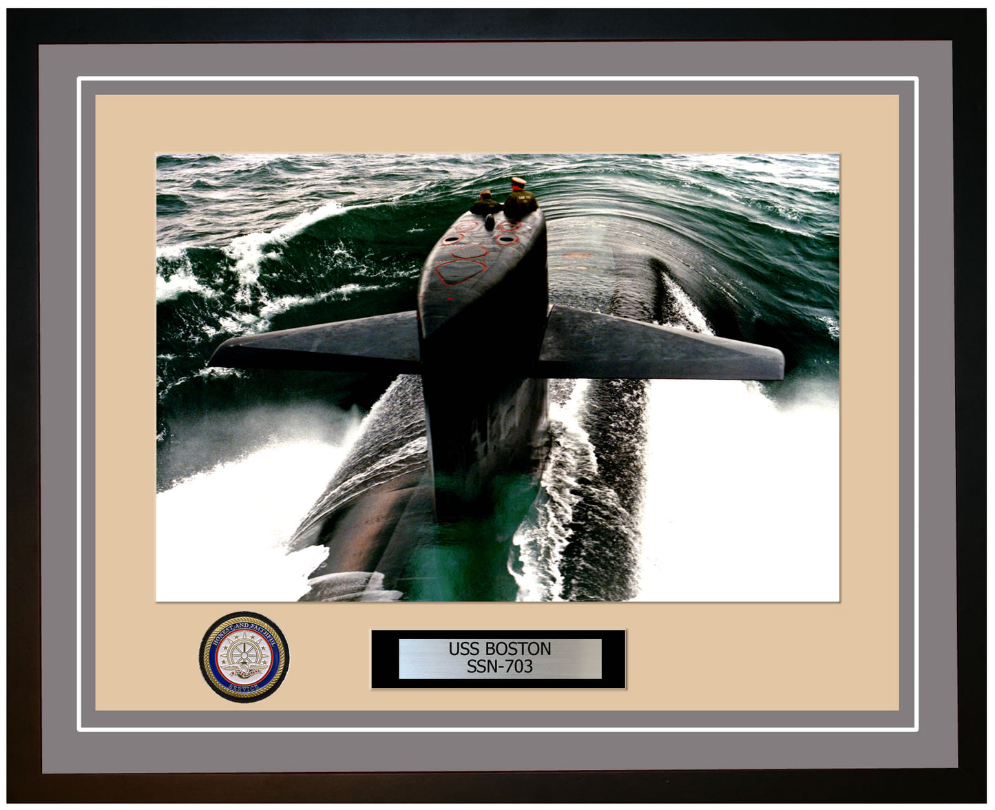 USS Boston SSN-703 Framed Navy Ship Photo Grey