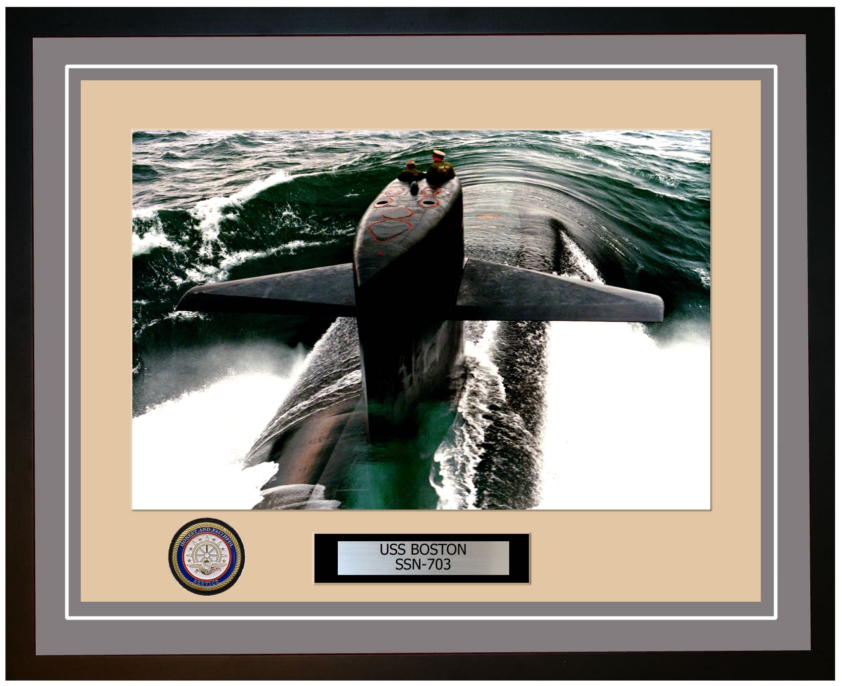 USS Boston SSN-703 Framed Navy Ship Photo Grey